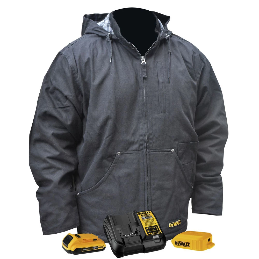 Dewalt DCHJ076ABD1-S 20V MAX Li-Ion Heavy Duty Heated Work Coat Kit - Small 1 Dewalt DCHJ076ABD1-S 20V MAX Li-Ion Heavy Duty Heated Work Coat Kit - Small