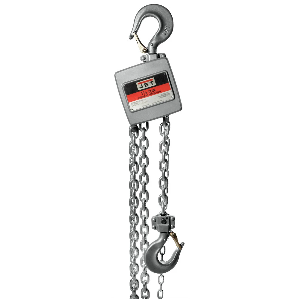 JET 133121 AL100 Series 1-1/2 Ton Capacity Alum Hand Chain Hoist With 10 Ft. Of Lift 1 JET 133121 AL100 Series 1-1/2 Ton Capacity Alum Hand Chain Hoist With 10 Ft. Of Lift