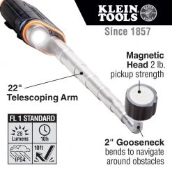 Klein Tools 56027 Telescoping Magnetic LED Light And Pickup Tool -Clothing and Gear Sales Shop klnn56027 f