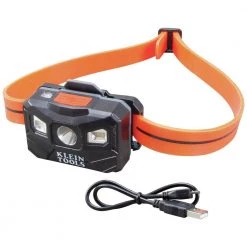 Klein Tools 56064 3.7V Lithium-Ion 400 Lumens Cordless Rechargeable Headlamp With Silicone Strap