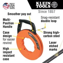 Klein Tools 56334 1/8 In. X 240 Ft. Steel Fish Tape -Clothing and Gear Sales Shop klnn56334 j