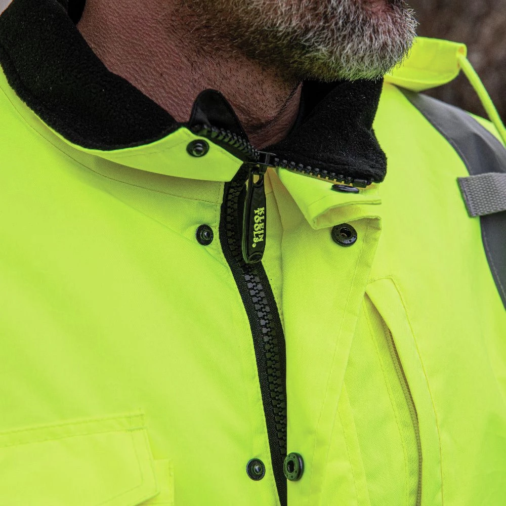 Klein Tools 60380 Reflective Winter Bomber Jacket - X-Large, High-Visibility Yellow/Black 3 Klein Tools 60380 Reflective Winter Bomber Jacket - X-Large, High-Visibility Yellow/Black - Image 3