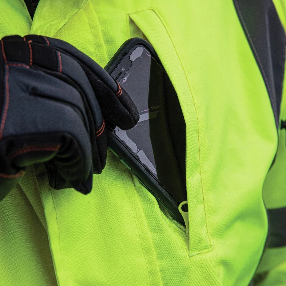 Klein Tools 60380 Reflective Winter Bomber Jacket - X-Large, High-Visibility Yellow/Black 4 Klein Tools 60380 Reflective Winter Bomber Jacket - X-Large, High-Visibility Yellow/Black - Image 4