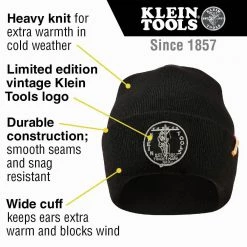 Klein Tools 60388 Heavy Knit Hat - One Size, Black 11 Klein Tools 60388 Heavy Knit Hat - One Size, Black -Clothing and Gear Sales Shop klnn60388 d